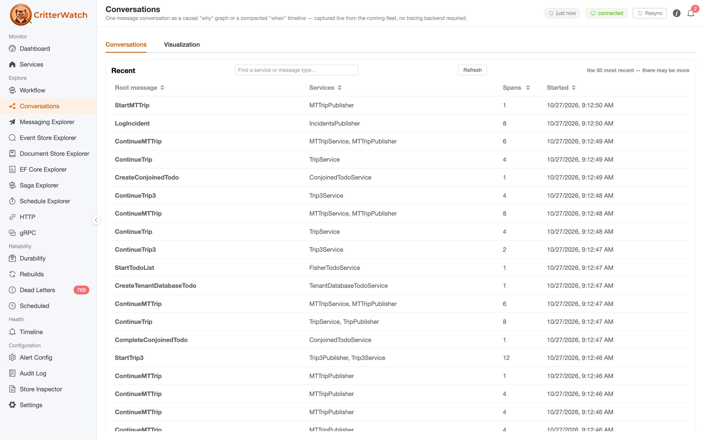 The Conversations page